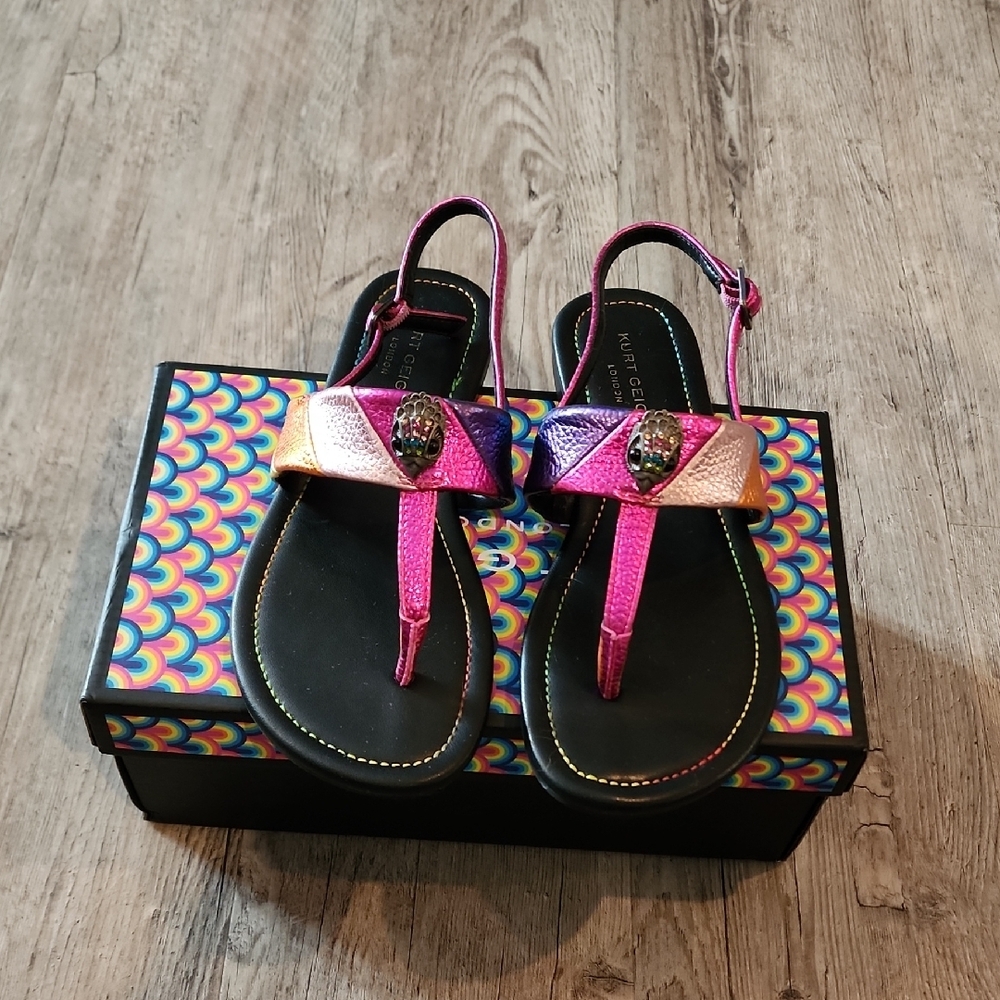 Vibrant Pink and Gold Sandals with Jewel Detail
